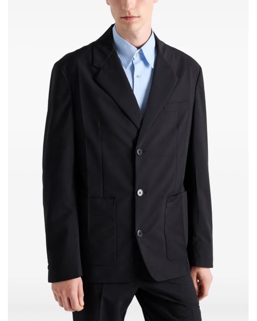 Prada Blue Single-Breasted Blazer for men
