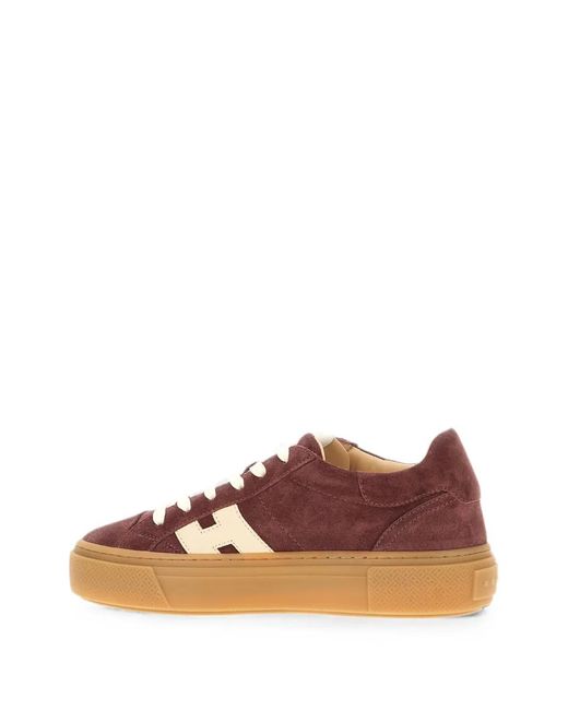 Hogan Brown H705 Logo-Patch Sneakers