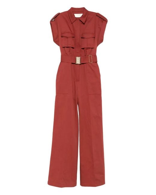 Elie Saab Red Cotton Jumpsuit