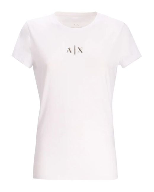 ARMANI EXCHANGE White Logo-Embellished Cotton T-Shirt