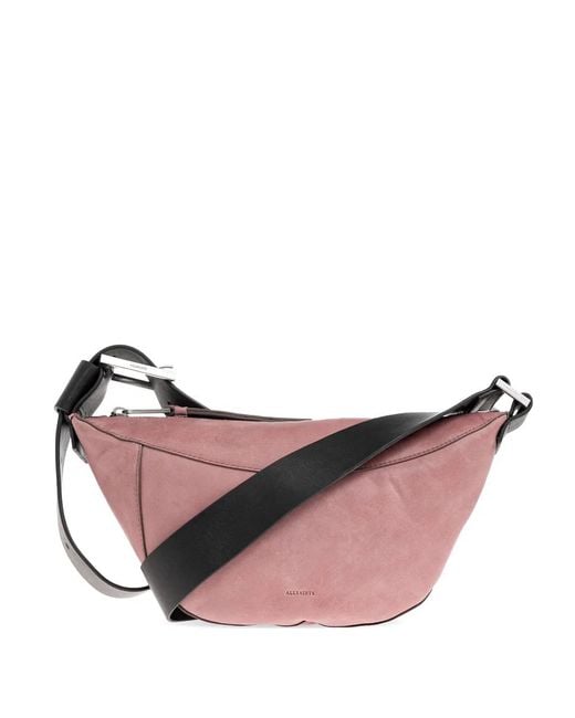 AllSaints Pink Luna Zip Lambskin Shoulder Bag