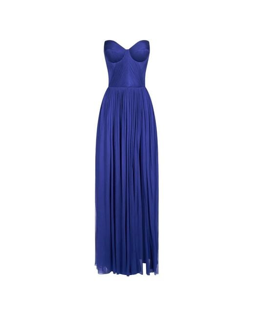IMROSKA Blue Sweet 18 Slit-Detail Maxi Dress
