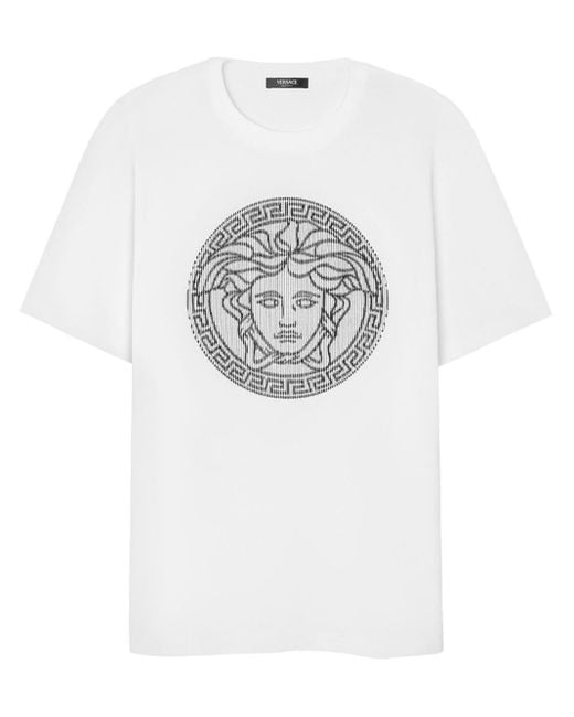 Camiseta con logo Medusa Sliced Versace de hombre de color White