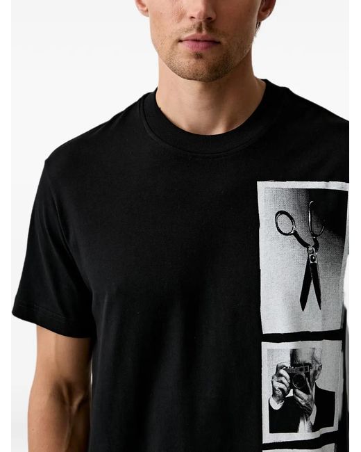 Karl Lagerfeld Black Graphic-Print Crew-Neck T-Shirt for men