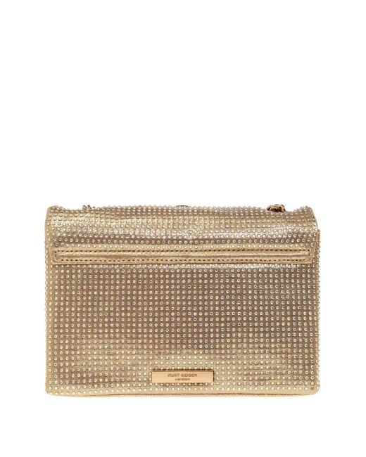 Kurt Geiger Metallic Medium Kensington Octavia Crystal-Embellished Shoulder Bag