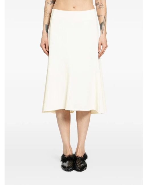 Jil Sander White A-Line Midi Skirt