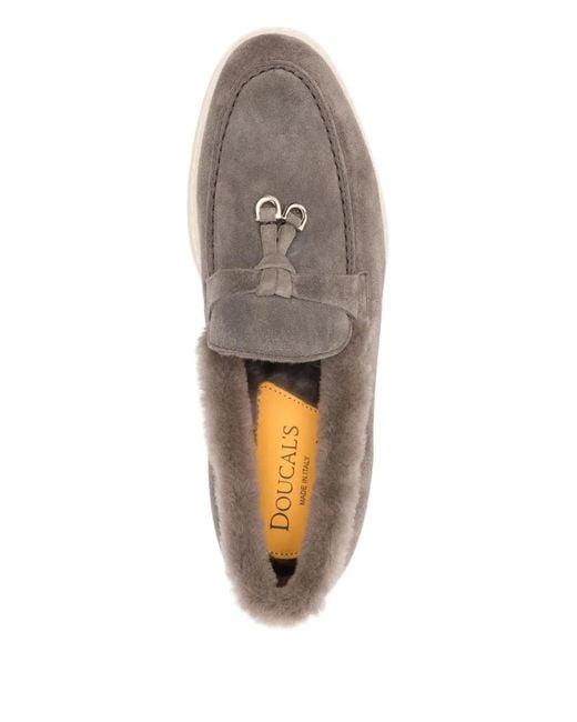 Doucal's Gray Leather Loafers