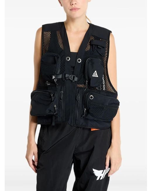 Nike Black Acg Buttles Mesh-Panelled Multi-Pocket Vest