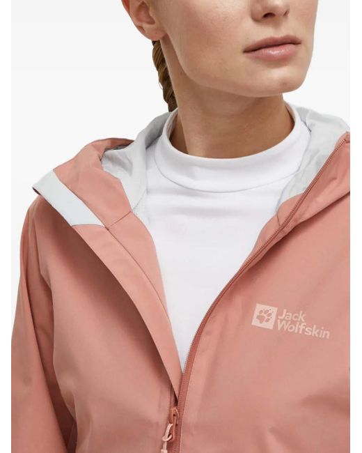 Jack Wolfskin Pink Weiltal Hooded Colour-Block Performance Jacket