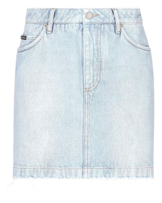 Jupe En Jean À Plaque Logo Dolce & Gabbana en coloris Blue