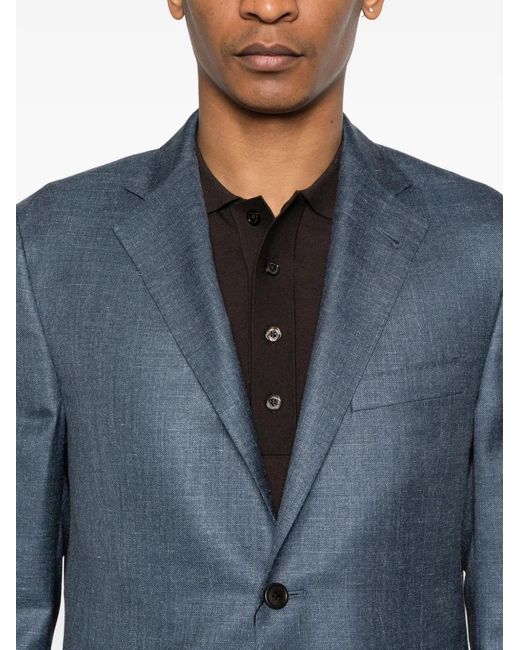 Corneliani Blue Button Single-Breasted Jacket for men