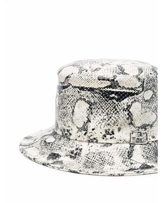 Alberta Ferretti Metallic Python-Print Leather Hat