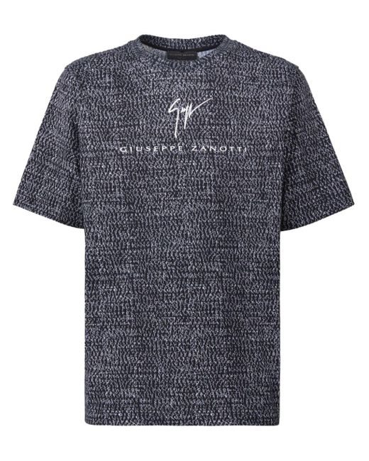 Giuseppe Zanotti Blue Logo-print Short-sleeve T-shirt for men