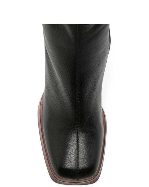 ADRIANNA FERETTI Black Square-Toe Platform Boots