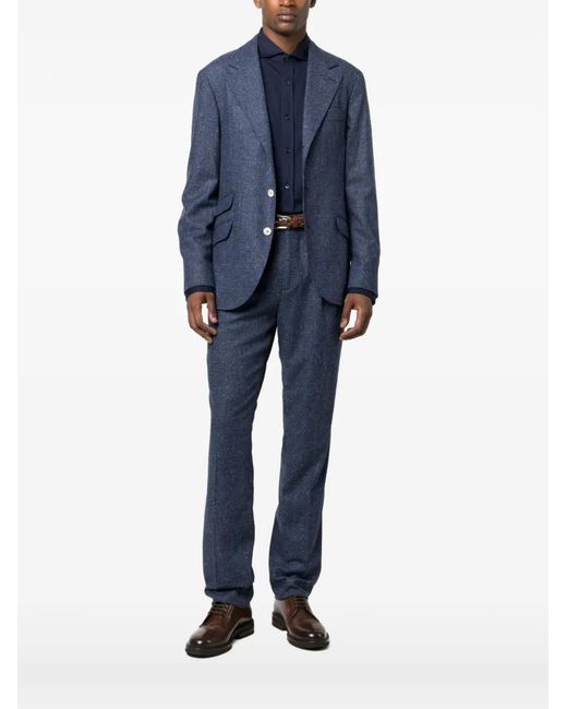 Brunello Cucinelli Blue Textured Tailored Suit for men