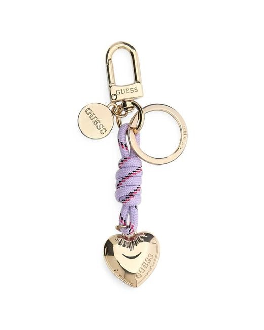 Guess White Knotted Heart-Pendant Keyring