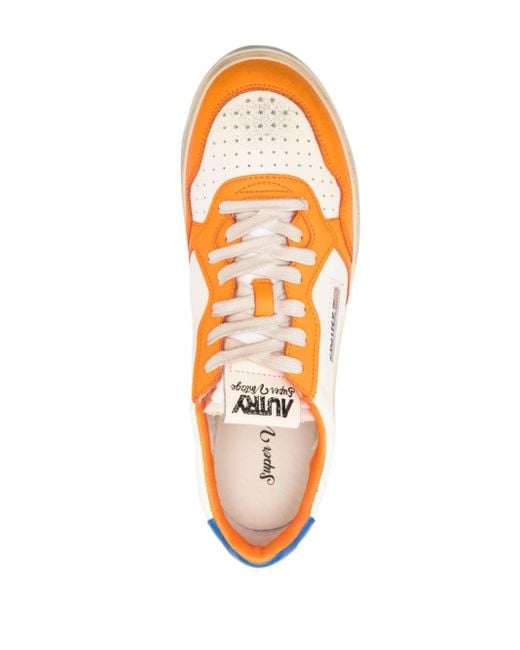 Autry Orange Medalist Super Vintage Leather Sneakers for men