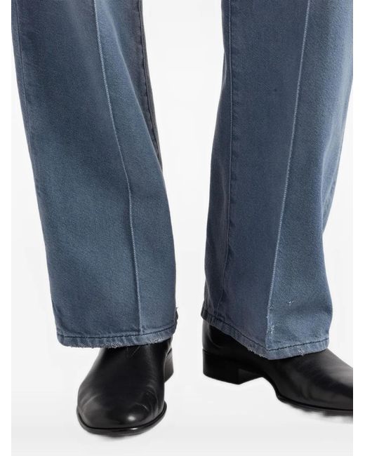 Prada Blue Ausgeblichene Jeans Mit Logo-Patch