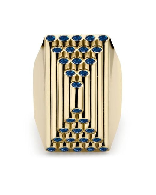 Pragnell White 18Kt Pyramid Sculptural Sapphire Cocktail Ring
