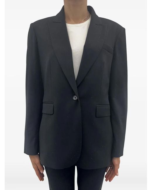 Liu Jo Blue Strass Single-Button Blazer