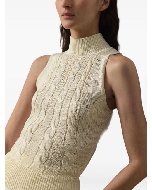 Ralph Lauren Natural Roll-Neck Cable-Knit Vest