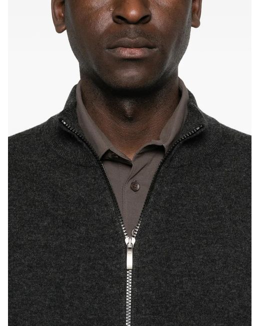 Peserico Black Zip-Up Cardigan for men
