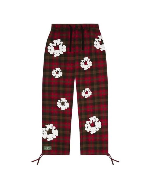 DENIM TEARS Red Wreath Checked Trousers for men