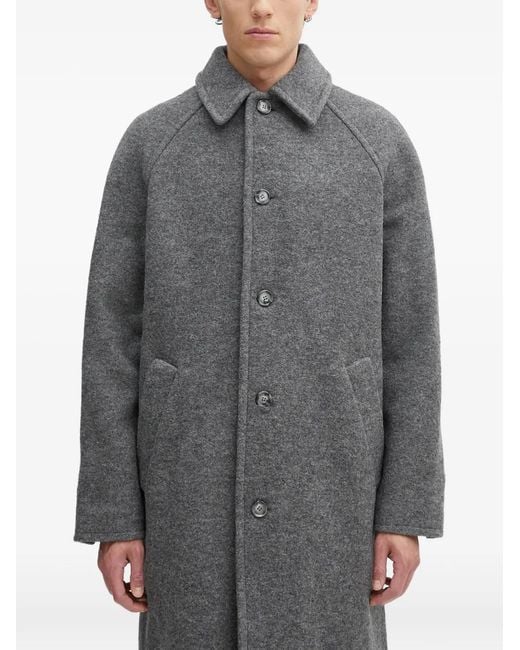 A.P.C. Gray Button-Fastening Collar Coat for men
