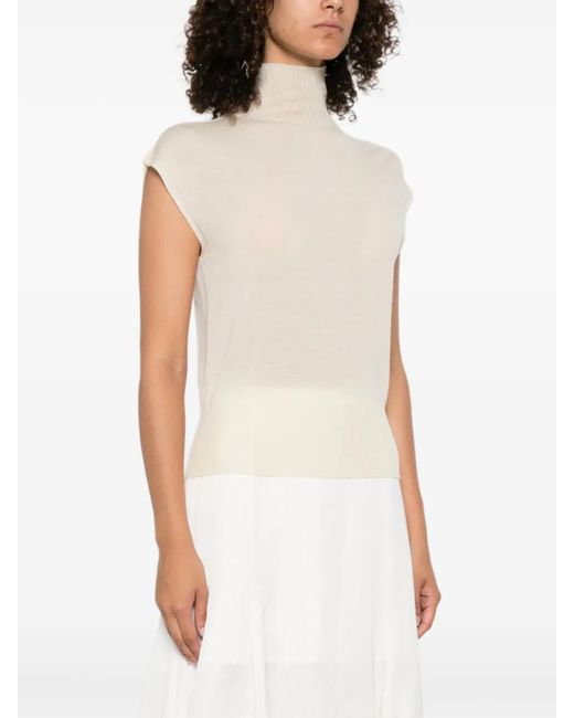 Rick Owens White High-Neck Sleeveless Top