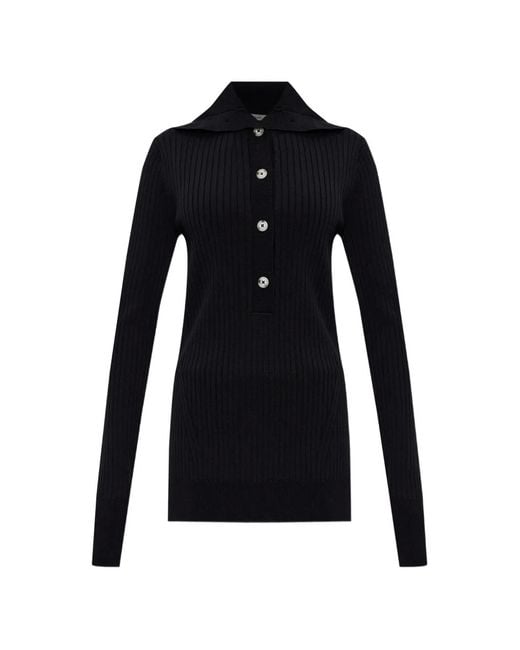 Entire studios Button-Up Polotop in het Black