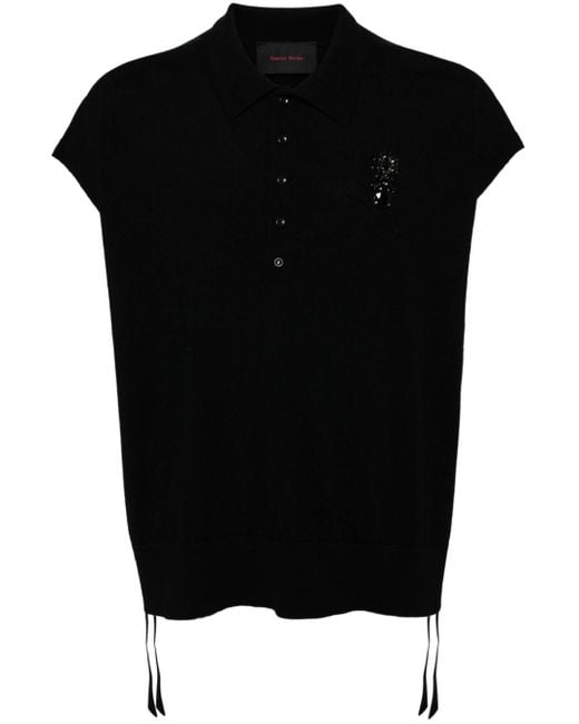 Simone Rocha Black Knitted Polo Vest for men