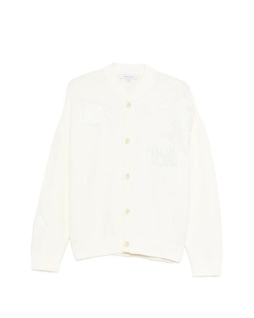 Maison Kitsuné White Logo-Embroidered Cardigan for men