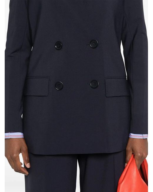 Aspesi Blue Double-Breasted Virgin Wool Blazer