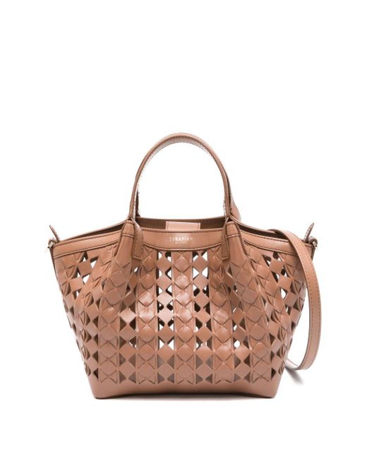 Serapian Pink Mini Secret Mosaico Leather Tote Bag