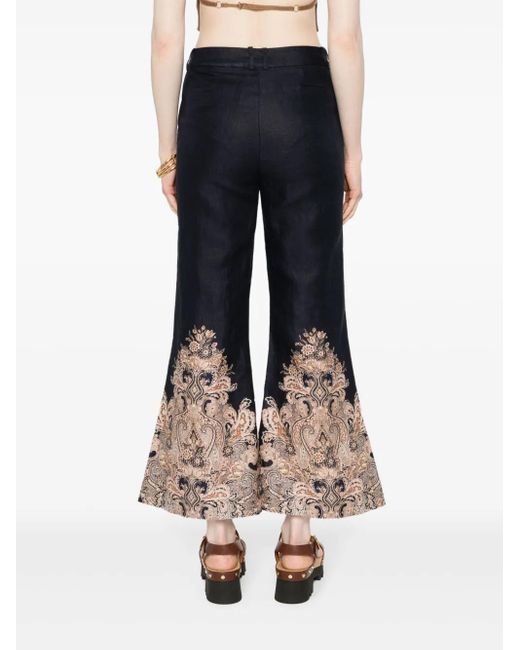 Zimmermann Blue Natura High-Waist Flared Trousers