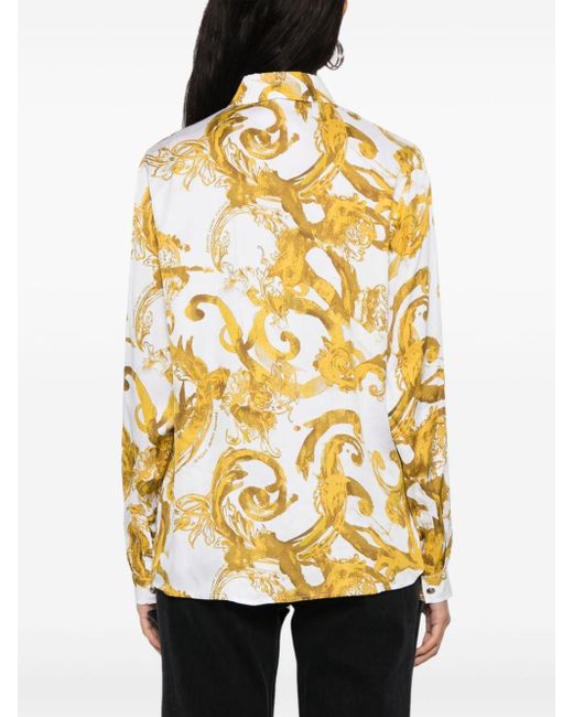 Camicia con stampa Watercolour Couture di Versace in Metallic