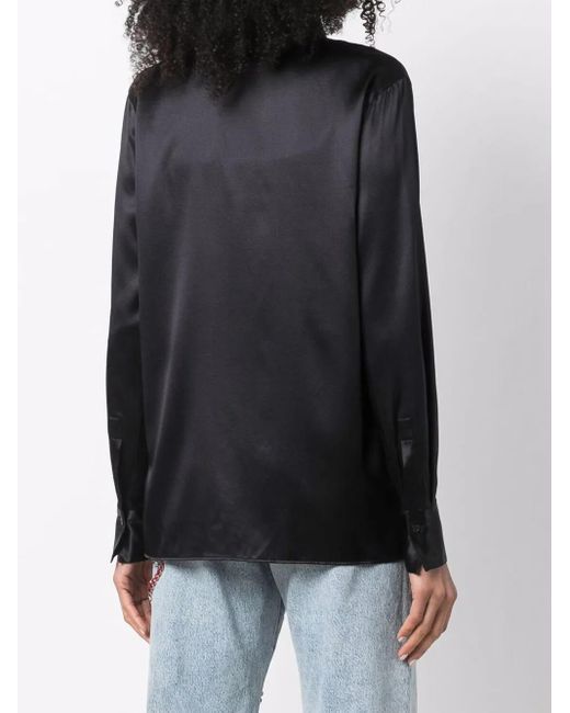 Philipp Plein Black Schluppenbluse Mit V-Ausschnitt