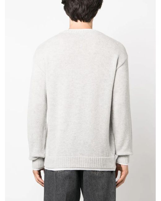 MSGM White Long-Sleeved Knitted Sweatshirt for men