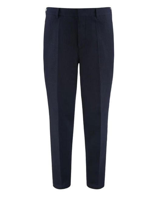 Boss Blue Pleated Wool Trousers for men