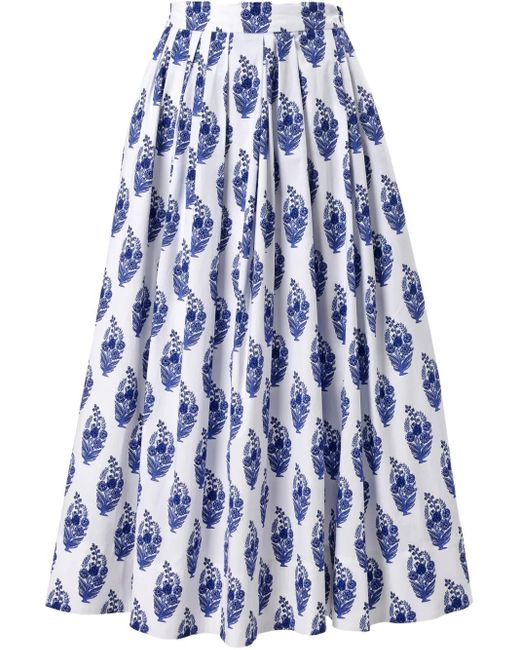 Carolina Herrera フローラル ブロック スカート Blue