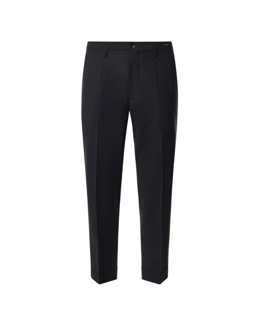 Michael Coal Blue Pleated Turn-Up Trousers for men