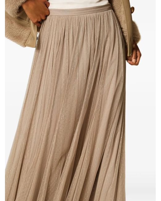 Twinset Natural Long Tulle Skirt With Lurex