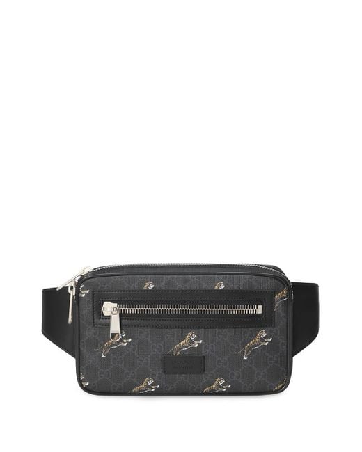 Gucci Black Bestiary Belt Bag With Tigers for men