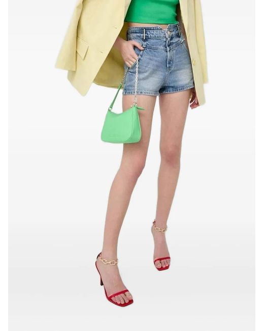 Miss Sixty Green Chain-Lock Denim Mini Shorts