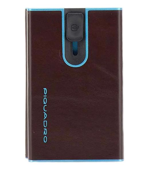 Piquadro Brown Logo-Print Sliding-System Cardholder for men