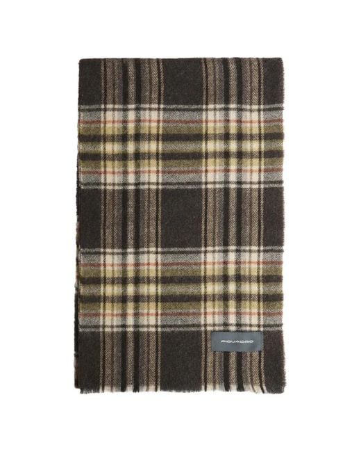 Piquadro Brown Check-Pattern Scarf for men