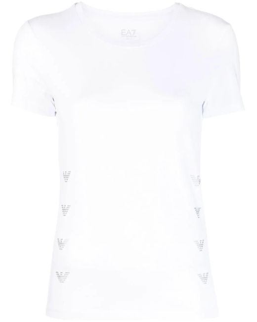 EA7 White Solid Cotton-Modal T-Shirt