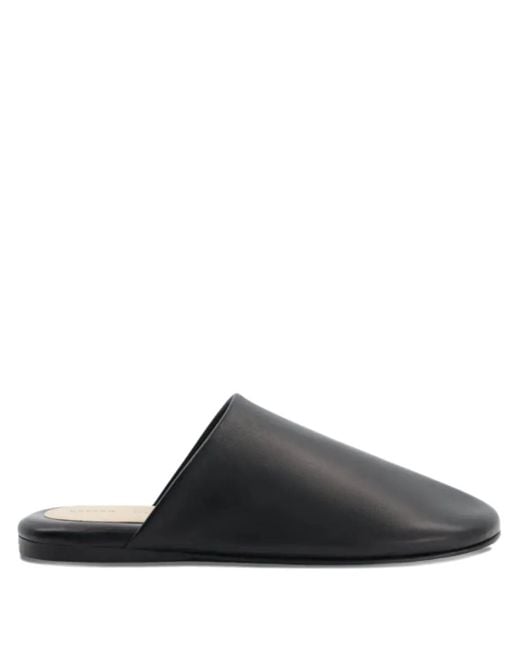 Carven Black Leather Flat Mules