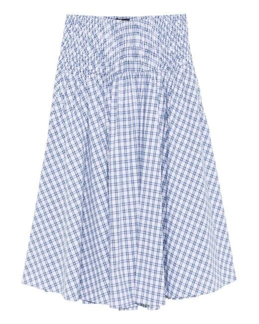 Maje Blue Rhinestone Cotton Maxi Skirt