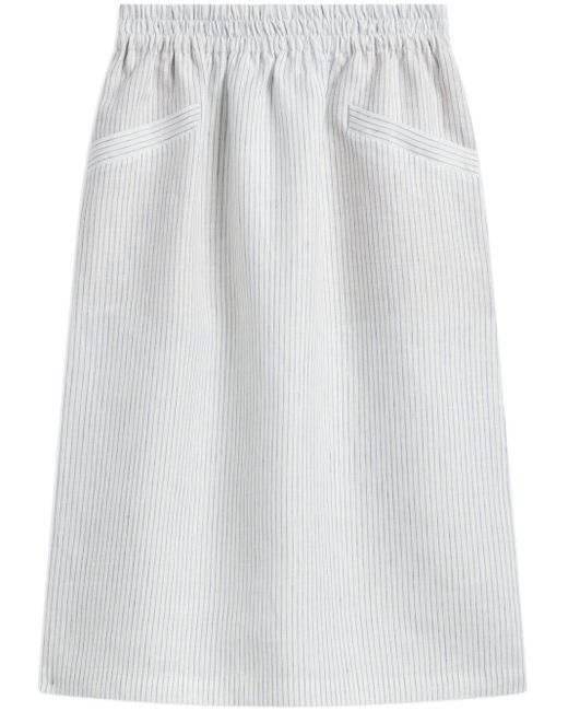 Agnes B. White Striped Midi Skirt